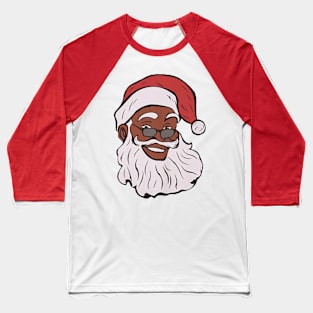 Black African American Santa Xmas Baseball T-Shirt